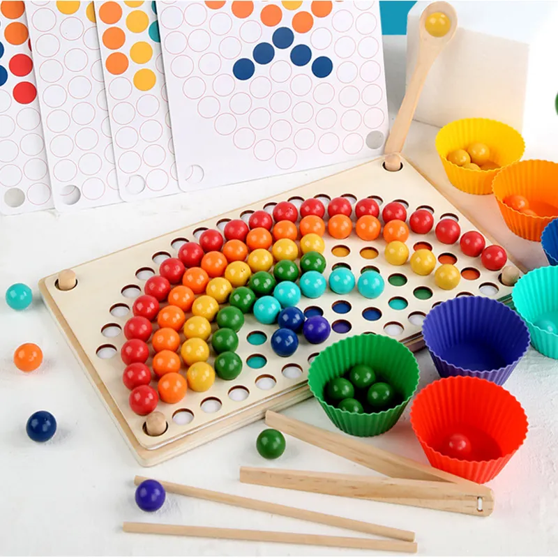 New Rainbow Board Baby Montessori Educational Natural Wooden Toys Color Sorting Sensory Toys Kids Nordic Wood Toys for Children
