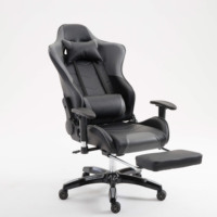Chaise de bureau ergonomique confortable avec dossier et repose-pieds en mousse blanche 22D, hauteur réglable, inclinable, en cuir, pour le gaming