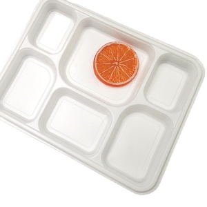 disposable 6-compartment disposable sugarcane paper plates