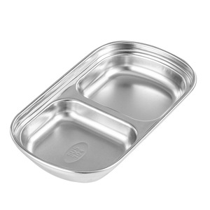 Plato para Salsas de Acero Inoxidable 304, Rectangular, con Dos Compartimentos, para Barbacoa, Hot Pot, Kimchi - Product Image 1