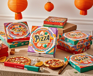 Caja de <span class=keywords><strong>Pizza</strong></span> de Cartón Corrugado Ecológica al por Mayor, Impresión de Logotipo Personalizado, Cartón de Papel Blanco y Marrón para Envasado de Alimentos para Llevar - Product Image 2