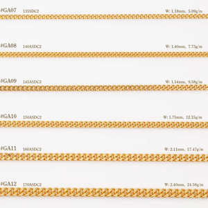 Diseño de collar de cadenas bordillo de oro sólido puro de 18K 14K 10K de moda para mujer - Product Image 3