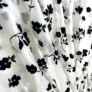Черная флокированная ткань из органзы с цветочным узором, светящаяся, легкая, для женских элегантных платьев, сарафанов, отделки, аксессуаров, оптом - Product Image 5