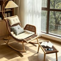 Fauteuil à bascule inclinable en rotin et métal, design minimaliste moderne, pour extérieur, balcon, cour, terrasse, chaise de détente
