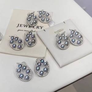 22599 Accessoires de perles DIY, clous d'oreille en argent S925, perles multiples, bijoux en argent, crochet d'oreille, perles de 3-5 mm, boucles d'oreilles en cristal vides - Product Image 3