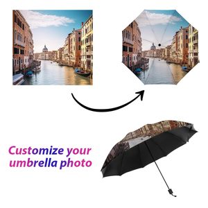Custom Any Text Logo Image Picture Compact Travel <strong>Umbrella</strong> Personalized Folding Portable <strong>Windproof</strong> Rain Sun Advertising Gifts - Product Image 2