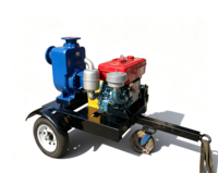 Pompe à eaux usées diesel mobile auto-amorçante de 6 pouces, 180 m³/h, hauteur de refoulement 15 m, 18-20 CV, démarrage électrique, aspiration 6 m pour la lutte contre les inondations