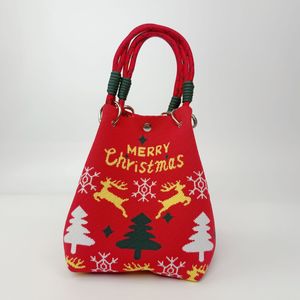 Fabrieksgroothandel kleine vierkante schoudertassen schattige gebreide handtassen speciaal ontwerp dames portemonnees en handtassen voor Kerstmis - Product Image 4