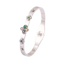Bracelet ajustable en acier inoxydable avec trèfle et zircon, style coréen, étanche, pour femme