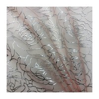 Nouveau tissu en tulle floral à motif holographique argenté, très léger, imprimé brillant, tissu tricoté pour robe de fête de mariage