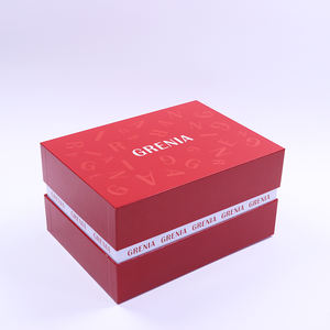 Boîte d'emballage en carton rigide rouge de luxe personnalisée en gros avec logo, couvercle et base en deux parties pour parfum cosmétique - Product Image 1
