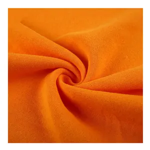 Orange polyester cotton brushed high quality french terry microfiber terry cloth fabric by the yard