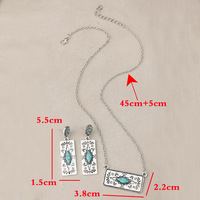 Ensemble collier et boucles d'oreilles Western avec pendentif barre estampillée : Faux turquoise, bijoux bohèmes cowgirl, style aztèque