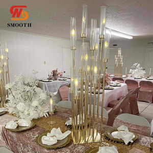 SMOOTH 12 Arms Gold Candle Holder Candelabras Weddings <b>Table</b> Centerpieces Decoration Candle Holders for <b>Table</b> Centerpiece - Product Image 1
