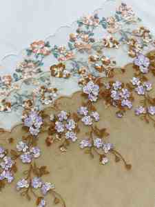 New Hot Tulle <strong>Laces</strong> <strong>Orange</strong> Green Flower Embroidery Mesh <strong>Fabric</strong> for Women Dress Lingerie - Product Image 4