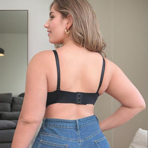 Europese En Amerikaanse Grote Maat Dames Sexy Effen Kleur Bh Met Knop Aan De Voorkant, U-Vormige Mooie Rug, Naadloze Push-Up Bh - Product Image 2