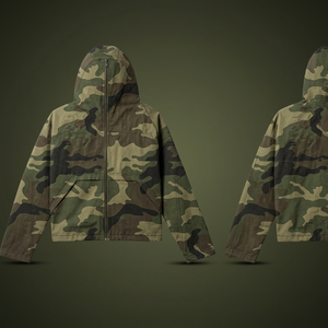 Nouveau modèle personnalisé à imprimé camouflage, veste à capuche pour femme, style motard, fine, été, tricotée, polyester/nylon, séchage rapide, respirante - Product Image 3