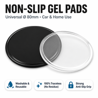 Support adhésif transparent noir de 80 mm de diamètre, amovible, lavable et réutilisable, pour tableau de bord, meubles, cuisine