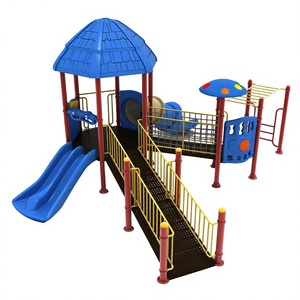 Structure de jeu éducative en plastique pour l'extérieur avec toboggan, cadre métallique et rampe accessible pour écoles, jardins et parcs commerciaux - Product Image 3