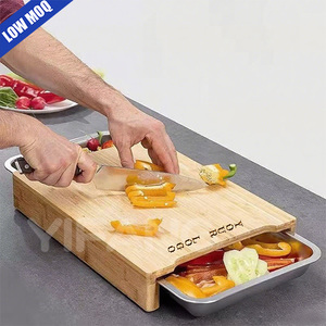 <span class=keywords><strong>Planche</strong></span> à découper en bois de bambou multifonctionnelle et écologique <span class=keywords><strong>avec</strong></span> tiroirs en acier <span class=keywords><strong>Planche</strong></span> à fruits, <span class=keywords><strong>pain</strong></span> et légumes Cuisine Ménage - Product Image 6