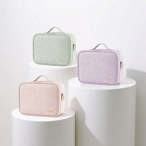 Pochette cosmétique en <span class=keywords><strong>cuir</strong></span> OBOX avec miroir LED, organisateur à 3 couleurs de lumière pour cadeau de demoiselle d'honneur, préparation de mariage - Product Image 5