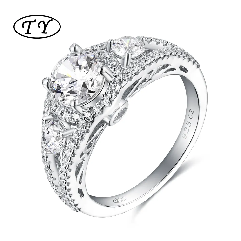 TY Jewelry vintage CZ cubic Zircon round 6.5mm custom 925 silver moissanite engagement rings for women wedding bands ring