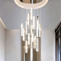 Lustre d'escalier rotatif moderne et minimaliste en cristal K9 doré, à LED dimmable haute luminosité, idéal pour villa et duplex – Vente directe usine