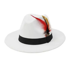 Chapeaux fedora bon marché pour hommes avec plume bande