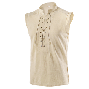 Camisa sin Mangas Estilo Pirata Vintage, Renacentista, Vikingo, Steampunk, Gótico para Hombre, Chaleco de Disfraz de Bárbaro, Top para Halloween, Cosplay de TV/<span class=keywords><strong>Película</strong></span> - Product Image 1