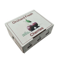 Caja de regalo impresa con diseño de cerezas, caja plegable plana y lisa, caja de embalaje ligera para venta minorista de frutas.