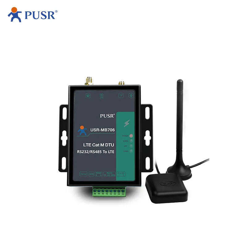 USR-MB706 Modem frekuensi Global RS232 RS485 LTE Cat1 dengan NBIoT GNSS 4G Slot kartu SIM Modem seluler industri