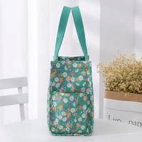 Sac fourre-tout imperméable à carreaux et fleurs, taille moyenne, doublure en tissu TC, taille personnalisable pour les trajets quotidiens et les repas.