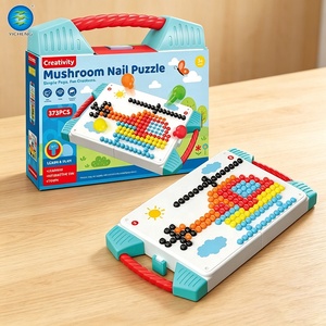 373 Pièces DIY <span class=keywords><strong>Clous</strong></span> Champignons en Plastique, Puzzle Éducatif pour Enfants, <span class=keywords><strong>Jeu</strong></span> <span class=keywords><strong>de</strong></span> <span class=keywords><strong>Mosaïque</strong></span> sur Planche à Picots, Blocs <span class=keywords><strong>de</strong></span> Construction Créatifs, Boîte Portable pour Tout-petits - Product Image 1