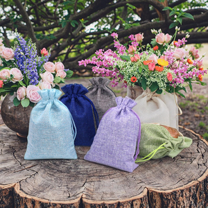 High Quality Custom Hemp Jute <b>Hessian</b> Drawstring <b>Sack</b> Small Striped Pattern Burlap Wedding Favors Gifts-Wholesale Shopping Bags - Product Image 3