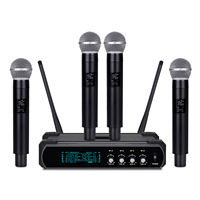 Système de microphone sans fil UHF portable haut de gamme EIF W30 à 4 canaux avec suppression du bruit et lumières LED pour le divertissement à domicile