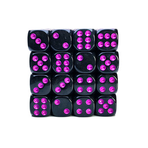 קוביות משחק אקריליות סיטונאיות בכמות גדולה, בצבע סגול עם נקודות, פינות מעוגלות, 16 מ\\\"מ, קוביות D6 שחורות - Product Image 5