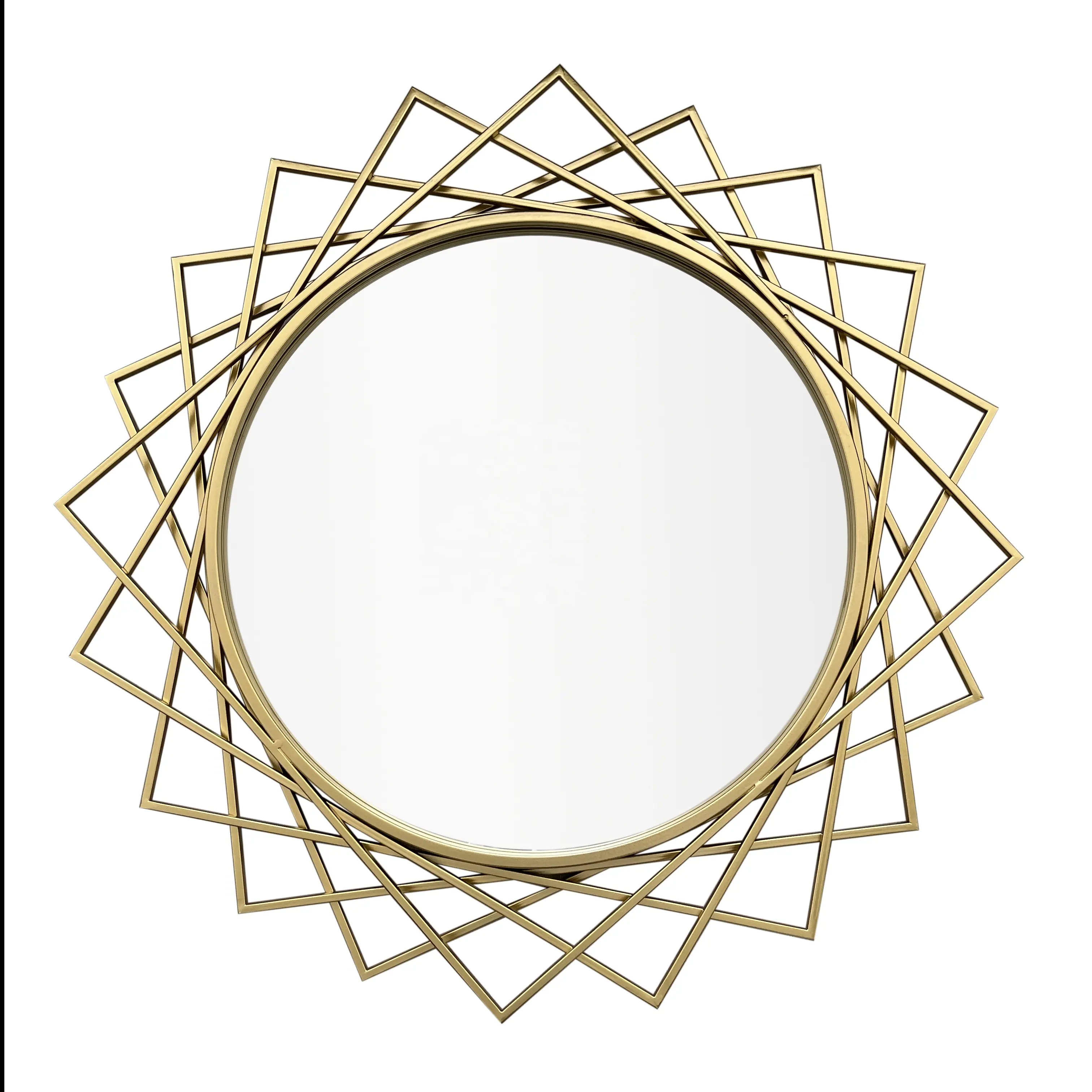 Nordic Modern Großer runder quadratischer Wandspiegel Kunst Gold-Metallrahmen minimalistisches Design für Heimdekoration