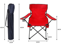 Chaise de camping pliante portable d'extérieur avec accoudoirs et porte-gobelet, en tissu Oxford robuste, pour jardin, plage, pêche, avec sac de transport et de rangement