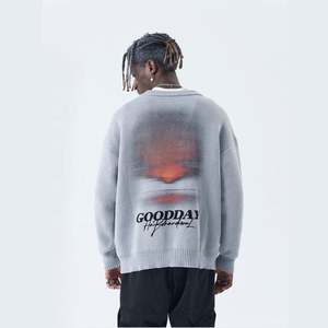 Yingling logotipo personalizado estampado tejido lana algodón pulóver carta patrón tejido lana cuello redondo hombres suéter - Product Image 5