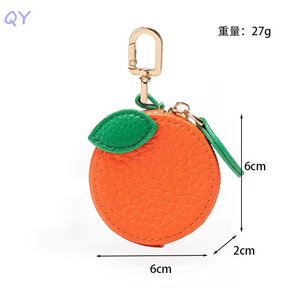 Porte-clés en cuir PU avec breloque fruit QY, porte-monnaie zippé, pendentif de sac, accessoire de sac à main pour femme - Product Image 6