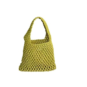 Sac à main en corde de coton tressée rayée écologique pour femme, sac de plage ajouré, compagnon de shopping élégant - Product Image 1