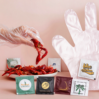 Gants jetables en PE personnalisés OEM, 2 pièces par paquet, gants en plastique transparents à usage unique avec emballage individuel pour les aliments