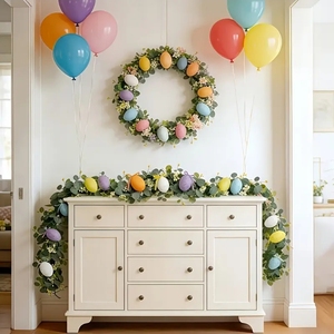 Decoración Realista para Patio <span class=keywords><strong>de</strong></span> Casa con Hojas <span class=keywords><strong>de</strong></span> Eucalipto, <span class=keywords><strong>Huevos</strong></span> <span class=keywords><strong>de</strong></span> Colores y Flores Artificiales para <span class=keywords><strong>Pascua</strong></span>, Bodas y Navidad - Product Image 2