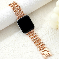 Bracelet de montre en métal de luxe pour Apple Watch 38mm 40mm 42mm 44mm, bracelet décoratif exquis pour femmes, respirant