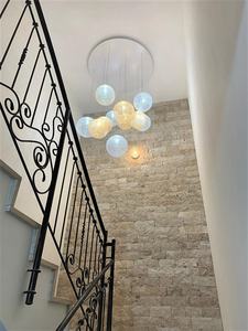 Lustre moderne en verre fait main de forme unique, <span class=keywords><strong>abat</strong></span>-<span class=keywords><strong>jour</strong></span> nordique, décoration de chambre, suspension en fer - Product Image 3