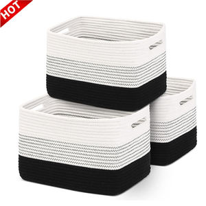 Venta al por mayor plegable 3 uds regalo duradero cuerda de algodón Cestas tejidas cestas de almacenamiento de <span class=keywords><strong>juguetes</strong></span> <span class=keywords><strong>para</strong></span> <span class=keywords><strong>organizar</strong></span> - Product Image 1