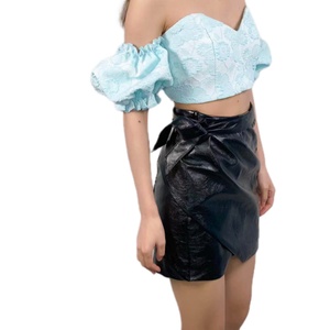 Top Corto Azul Cielo de Moda para Mujer, Top Sexy sin Hombros, Top Corto Tipo Tubo - Product Image 2