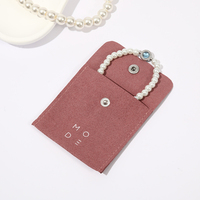 Pochette à bijoux carrée portable en microfibre avec logo personnalisé imprimé, 8x8cm, à rabat semi-couvrant avec bouton, vente en gros, Zhejiang