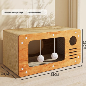 Commercio all'ingrosso solido modello doppio albero di gatto spesso in legno da arrampicata letto con portante Pet casa per il sonno invernale - Product Image 5