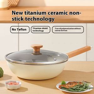 Pour titane céramique 316 acier inoxydable <span class=keywords><strong>Wok</strong></span> antiadhésif fond plat poêle à frire usage domestique cuisson Induction Compatible fer - Product Image 4